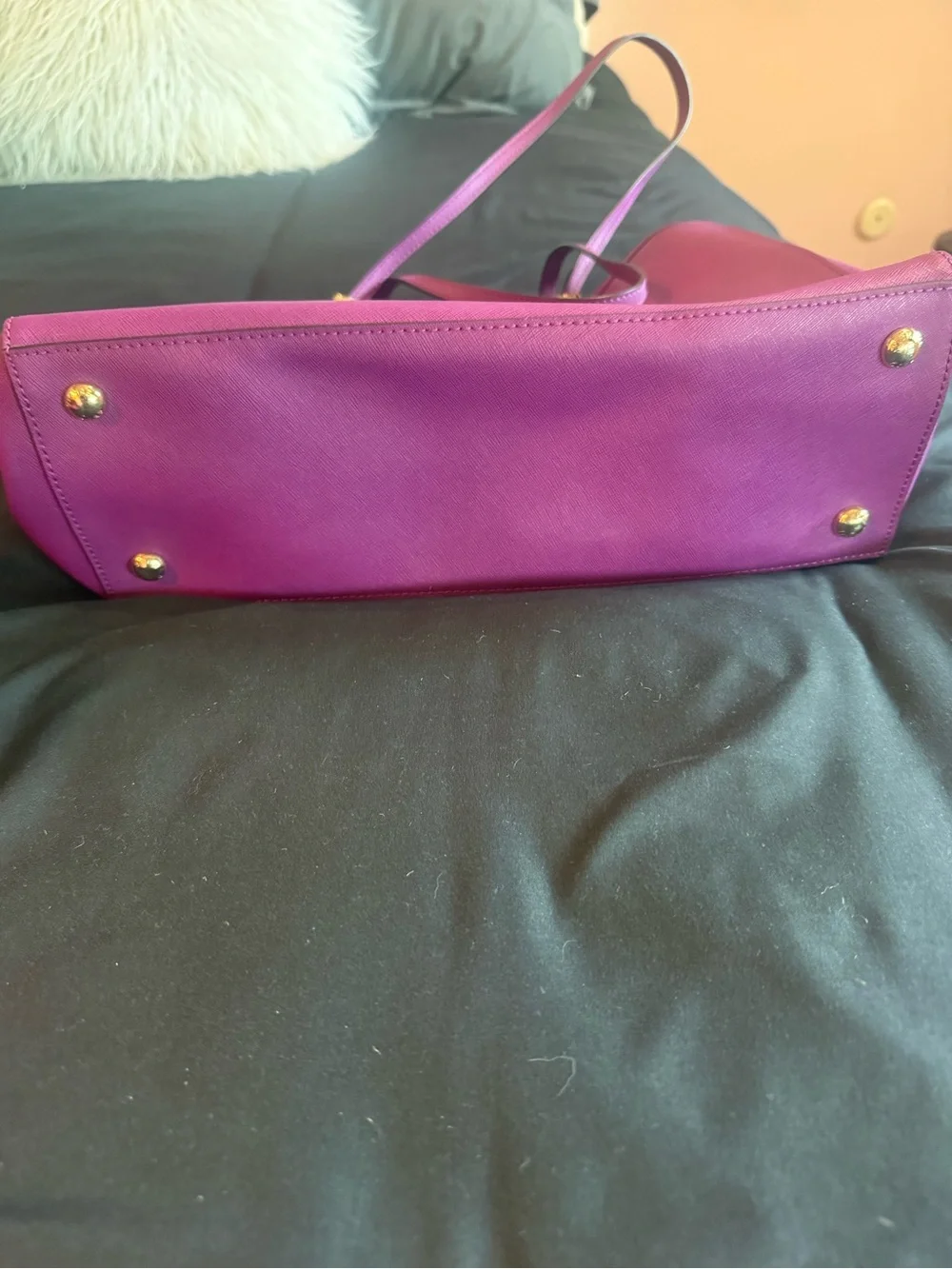 Michael Kors Magenta Saffiano Leather Tote with Gold Hardware